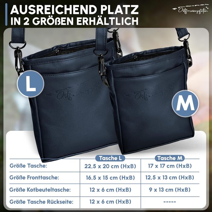 Футляр для ласощів для собак Leckerlibeutel 'Frieda' з високоякісної штучної шкіри, темно-синій, розмір L, з магнітною застібкою EasyOpen, сумка для прогулянок з ласощами для собак, темно-синій