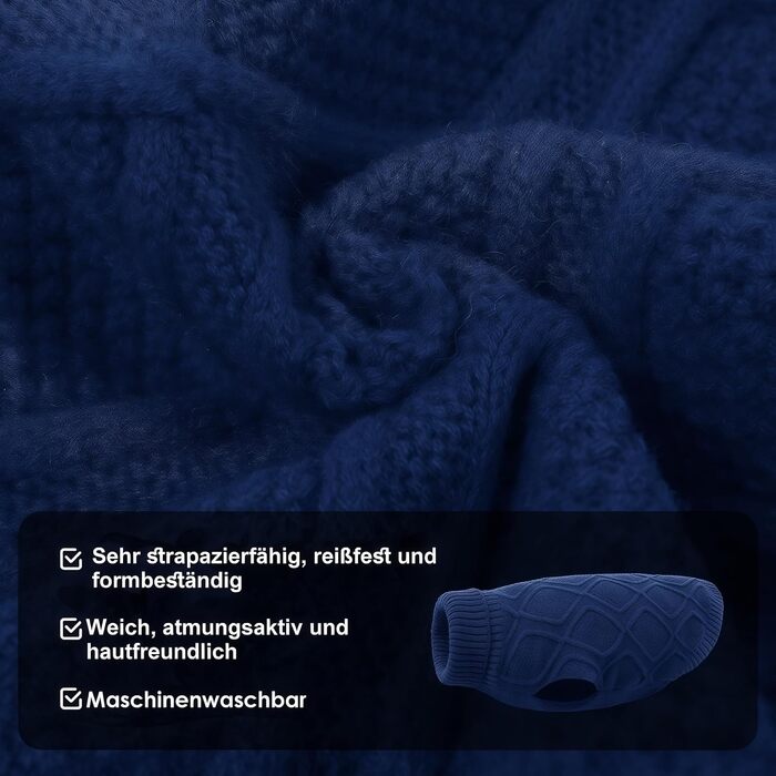 Світер для собак Konvinit, великі породи, зимовий, теплий, блакитний. XS-2XL, для Чихуахуа до Лабрадора, також для Такс. Об'єм грудей L: 53 см