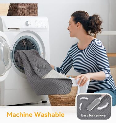 Водонепроникний килимок для собак, антиковзкий та пральний, ковдра для собак та котів, захисна ковдра від шерсті та подряпин для дивану, ліжка, автокрісла (Сірий, 127x152 см)