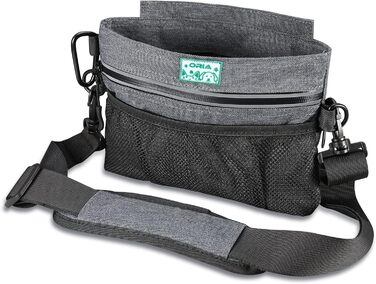 Сумка для корму для собак ORIA, переносна сумка для тренувань, з магнітним закриттям, регульований ремінь та диспенсер для відходів, преміум-якість - сіра