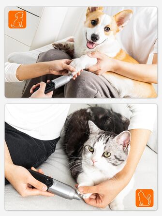 Точилка для кігтів собак Toozey з LED-підсвіткою, тиха (40 дБ), 3 швидкості, акумулятор 7,5 год, USB, для котів та собак