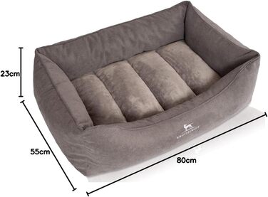 Ортопедичне собаче ліжко Knuffelwuff Baltimore 120x80 см з двостороннім килимком-гармошкою. Знімний, пральний чохол. Для собак великих, середніх та малих порід (сірий)