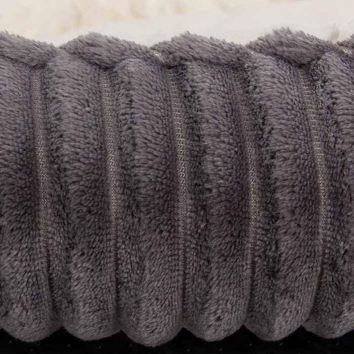 Квіткове ліжко для котів Wallace & Jones Cameron - овальне, м'яке, антиковзне, антрацит-бежеве, розмір S, 55 x 45 x 17 см