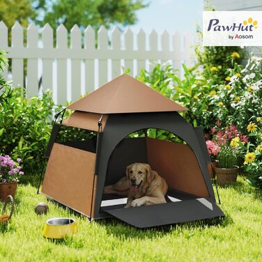 Паві Гат Тент для собак та котів, будиночок для тварин на вулицю, намет-типі, з мішком для перенесення, коричневий