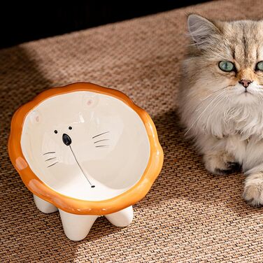 Підвищений годівниця для котів Busnos, керамічний, синій, 14x13x11 см, нахил 15°