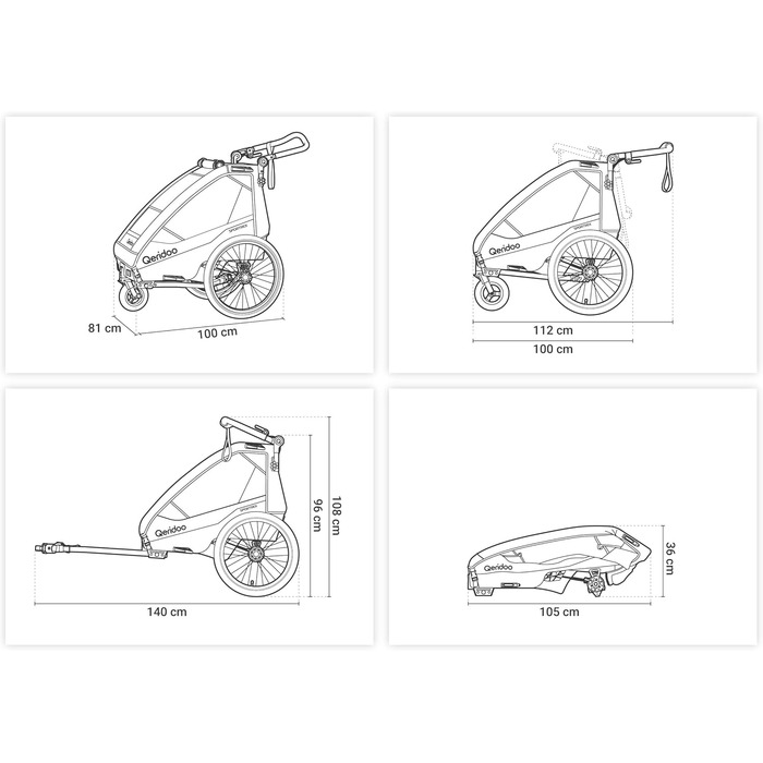 Qeridoo Sportrex 2 Limited Edition Jeans Blue: Дитячий велопричіп для 2 дітей, 360° обертове колесо, захист голови