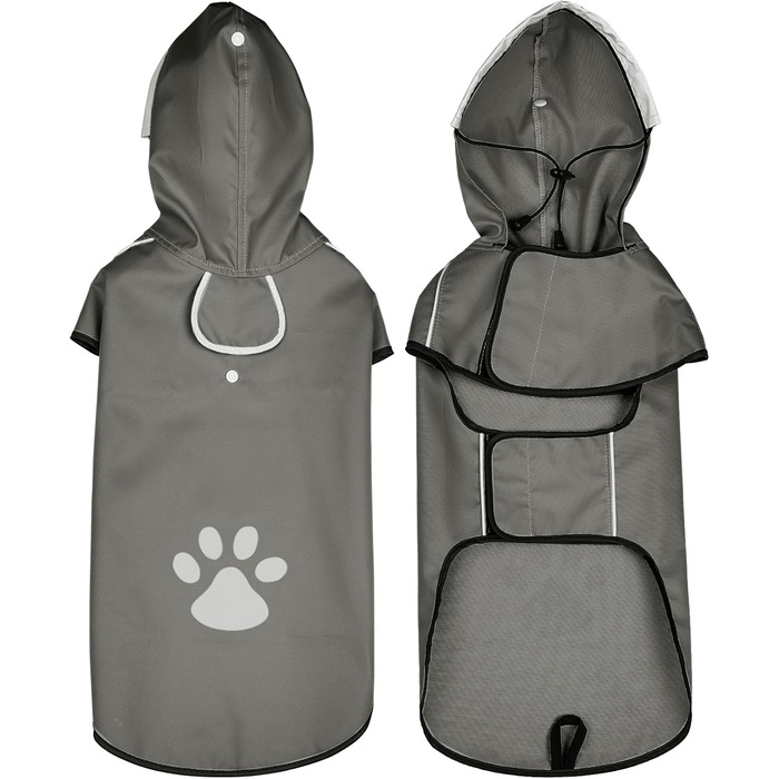 Водонепроникна куртка для собак з капюшоном, для прогулянок та ігор, сіра, для малих, середніх та великих порід