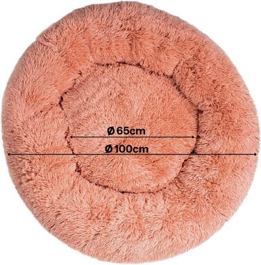 Кругле ліжко для собак та котів Lionto, Ø 60 см, рожеве. М'яке ліжко з плюшу з додатковою товстою наповнювачем, 100x100x24 см