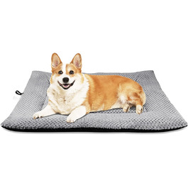 Килимок-ліжко для собак Onarway, середній, миючий, пухнастий, 76 x 54 см, для котів, цуценят, середніх тварин, сірий (76 x 54 x 5 см)