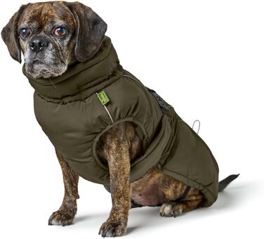Накидка для собак HUNTER Paxson Mops & Co., оливковий колір, водонепроникна, з відбиваючими елементами, для маленьких собак