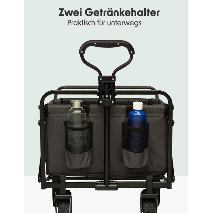 Візок-тачка LifeGoods розкладний сірий – 98x45 см, 94 л, поворотні колеса