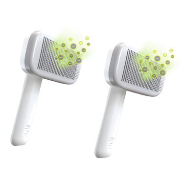 PiddiPet Іонна щітка для грумінгу тварин - 2 шт. Електрична щітка для собак та котів проти ковтунів та підшерстка, зменшує статичну електрику та випадання шерсті, м'яка, самоочисна, для чутливої шкіри