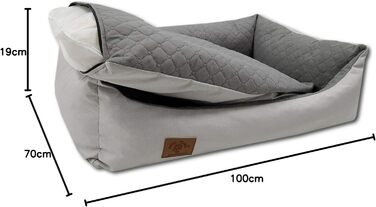 Ліжко для собак Одолплюс XXL - велике, м'яке ліжко-софа для собак, 100x70 см, сірий колір, знімний чохол, зручне та комфортне