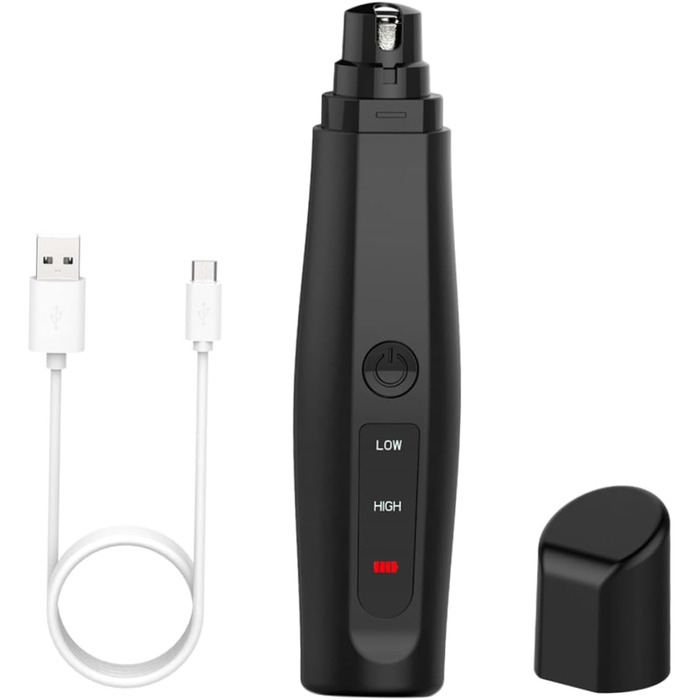 Електричний триммер для когтів домашніх тварин HEMOTON - для собак та котів. Безпечний та зручний у використанні. Чорний колір