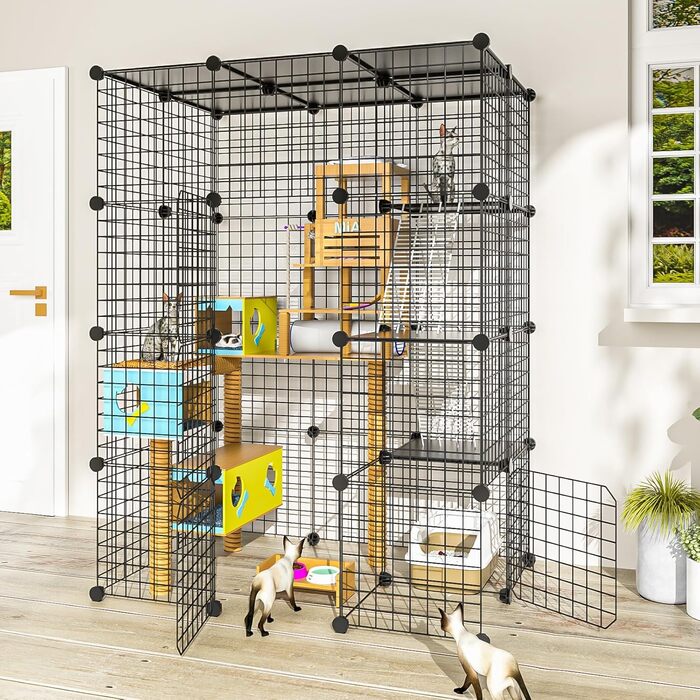 Великий котячий вольєр для дому та вулиці, металевий, знімний, DIY Catio для 1-3 котів, 2x3x4 м, ігровий майданчик