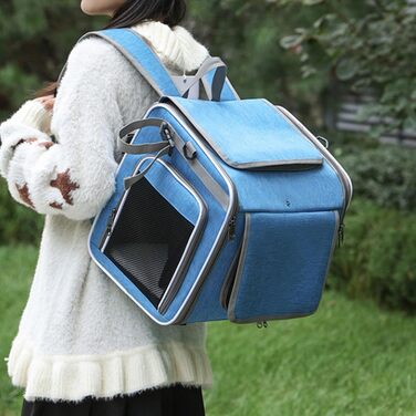 Фарбований велосипедний кошик Haofy для собак, переноска для тварин з 4 сітчастими вікнами, швидкознімний кріплення на кермо, для собак вагою до 8 кг, сумка для подорожей, велосипедні аксесуари (Сірий) (Блакитний)