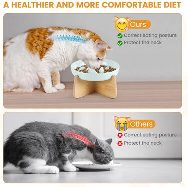 Миска для котів Happy Hachi з підняттям, кераміка, повільне годування, антиковзаюча, для котів та маленьких собак (зелена)