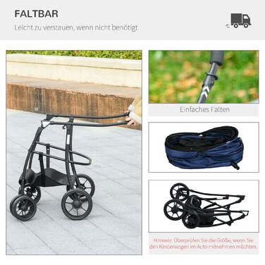 PawHut Dog Buggy 2 в 1 з чохлом від дощу Складаний візок для собак для маленьких собак і кішок 81x68x98.5 см Темно-Синій