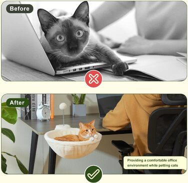 PAWZ Road: Крісло-гамак для кота на стіл, дерев'яне, 360° обертання, регульована висота, для дряпання, до 23 кг (Бежевий, Кругле)