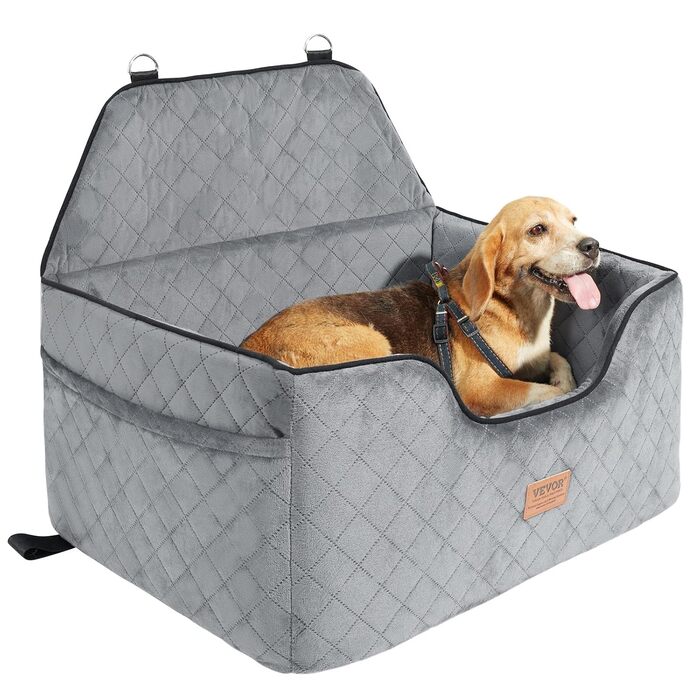 Автокрісло для собак VEVOR - підйомник для собак у машину з кишеню, безпечна прив'язка, гумова наповнювач, ліжко для собак середніх та великих порід (до 25 кг)