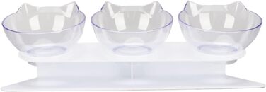 Набір піднятих мисок для котів, 3 прозорі миски на підставці, для котів та маленьких собак