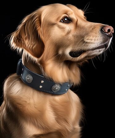 Нашийник для собак з натуральної шкіри, 5 см, чорний, розмір M (46.5-57.5 см)