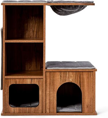 Клітка-кігтеточка для котів Costway з будиночком та килимками, дерев'яна, 69x39x80,5 см