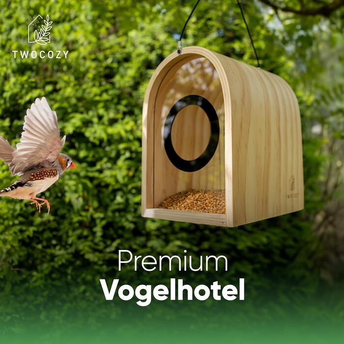 TWOCOZY годівниця для птахів підвісна, сучасний дизайн, вологозахищена, з жердочками для балкона та саду