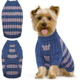 Теплий зимовий пуловер для собак маленьких порід з отвором для повідка, з малюнком 