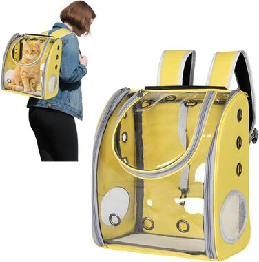 Рюкзак для собак та котів PETCUTE, дихаючий, прозорий, з матрацом, для подорожей, дозволений авіакомпаніями