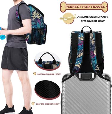 Сумка для собак Baglher, переноска для подорожей з двома мисками та кормом (Hawaii)