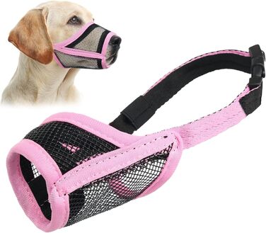 Нашийник-маска для собак LUCKYPAW, сітка, великі та середні породи, м'яка, запобігає укусам, пити можна, дихає, регулюється, для цуценят (XXL (морда: 26,4 см), XL (морда: 20-27 см))