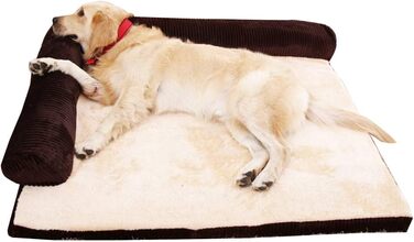 Крісло-ліжко для собак великих та середніх порід GUOCU, 4-х частинний комплект, знімний, миючий, розмір XL (110x95x20 см), колір коричневий