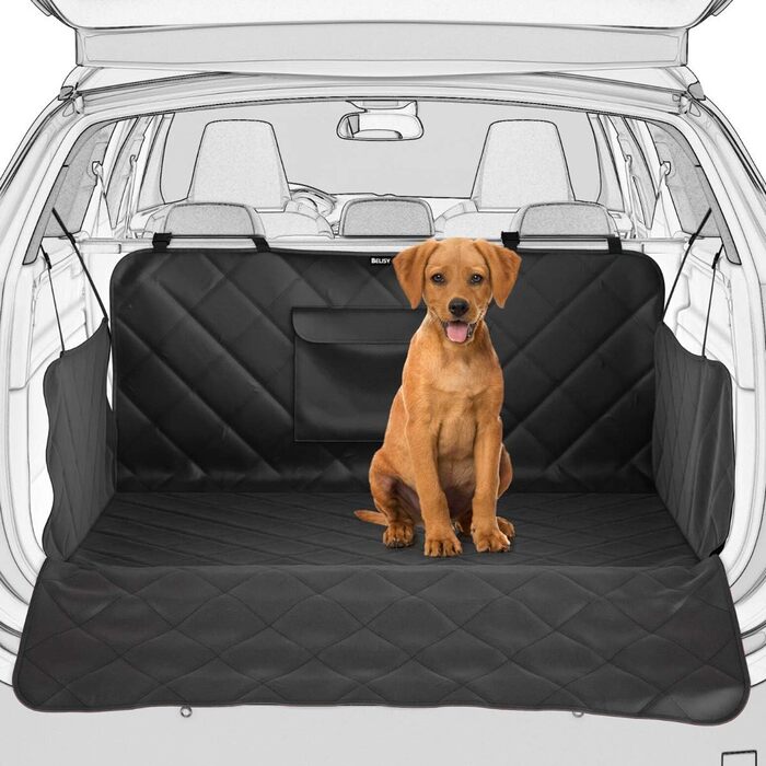 Захист для багажника автомобіля BELISY для собак: водовідштовхувальний килимок з захистом бокових стінок та краю вантажного відсіку, антиковзаюча поверхня, 185 x 101 x 35 см. Преміум якість, універсальний розмір.