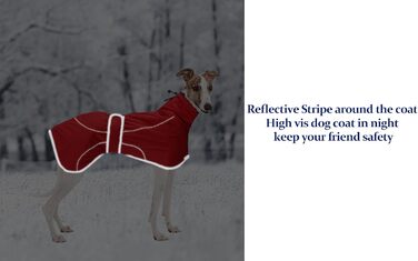 MOREZI Зимовий теплий одяг для собак, куртка для Віппетів з флісовою підкладкою, водонепроникна куртка для собак з регульованими ремінцями та світловідбиваючими елементами - Розмір L (довжина спини 61-64 см), Червоний