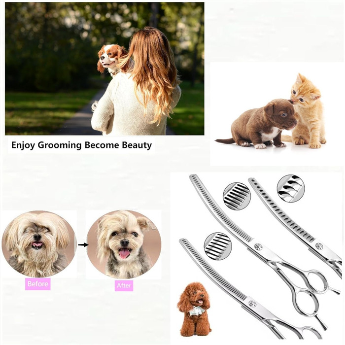 Випрямляюча ножиця для собак і котів 7.0 дюймів, професійна, з регулюванням натягу (55%)