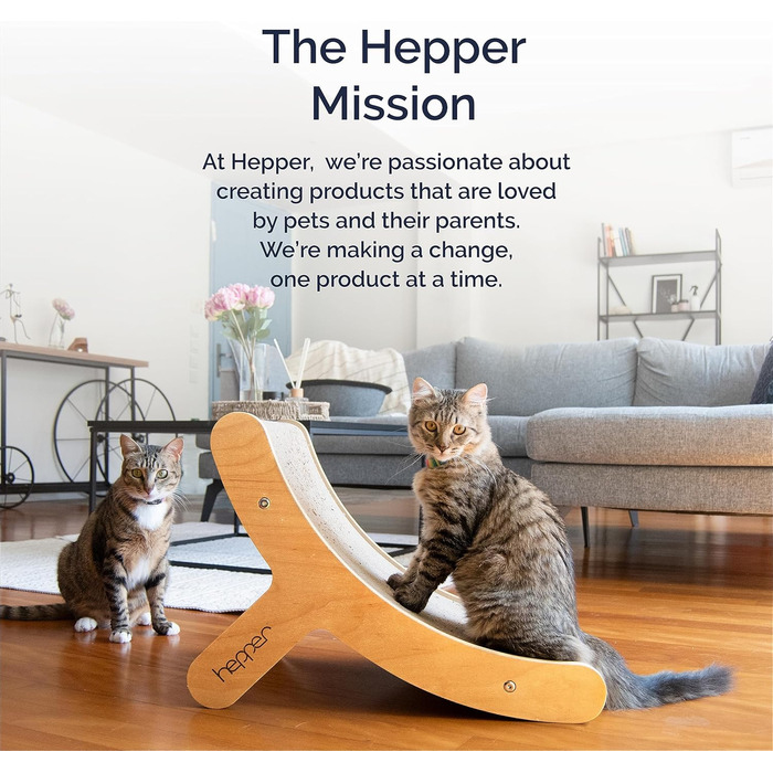 Котячий когтетоп Hepper Hi-Lo з картону та металу - 3 позиції, для великих котів, з дерев'яним каркасом