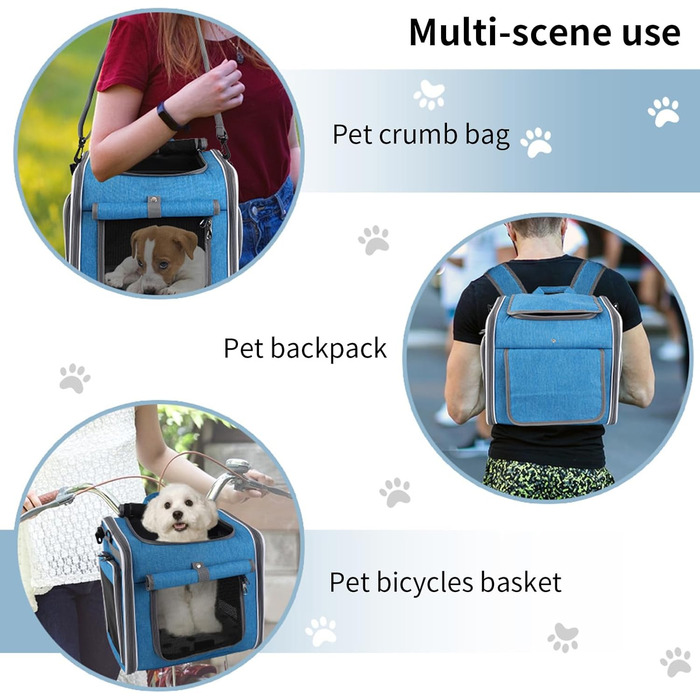 Корзина для собаки на велосипеді | Сумка-переноска для тварин на велосипед | Регульована сумка з вентиляцією для транспортування, прогулянок, походів, кемпінгу, велопоїздок та піших прогулянок