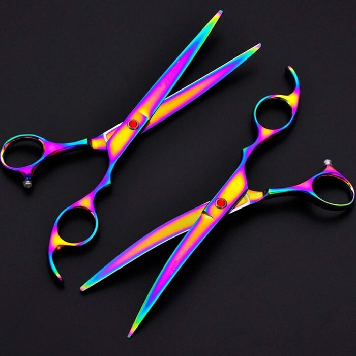 Набір професійних ножиць для грумінгу собак та котів, з титановим покриттям, включає ножиці для нігтів, 18 см (Natural)