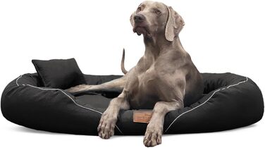 Ортопедичне собаче ліжко Tierlando Tiffany Couture XL XXL: велике ліжко-софа для собак, знімний водонепроникний чохол та матрац з Memory Foam, 145x105 см, Колір: Коричневий