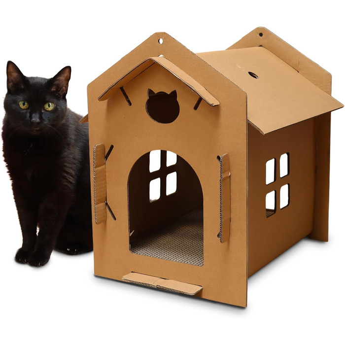 Котячий будиночок-дряпалка Croci з картону, 42x35x50 см, багатокольоровий