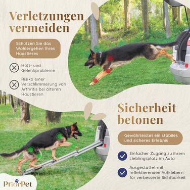 Трампліна для собак у машину, складна, стабільна, до 90 кг, алюмінієва, для великих собак, з відбивачами, сіра (лісовий зелений)