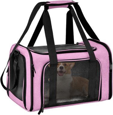 Транспортна переноска для тварин, сумка-переноска, переноска для собак, портативна, багатофункціональна, м'яка, складна, стабільна, безпечна, рожева