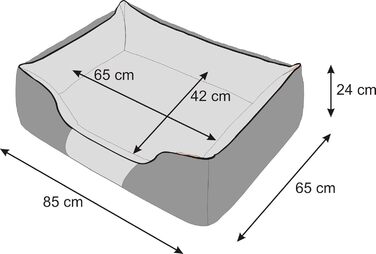 Крісло-ліжко для собак XL, 85x65 см, сіре - м'яке лежання для вашого улюбленця