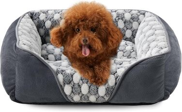 М'яке ліжко для собак великих порід з м'яким фланелевим покриттям, антистресове, 90x65x23 см, сіро-блакитне