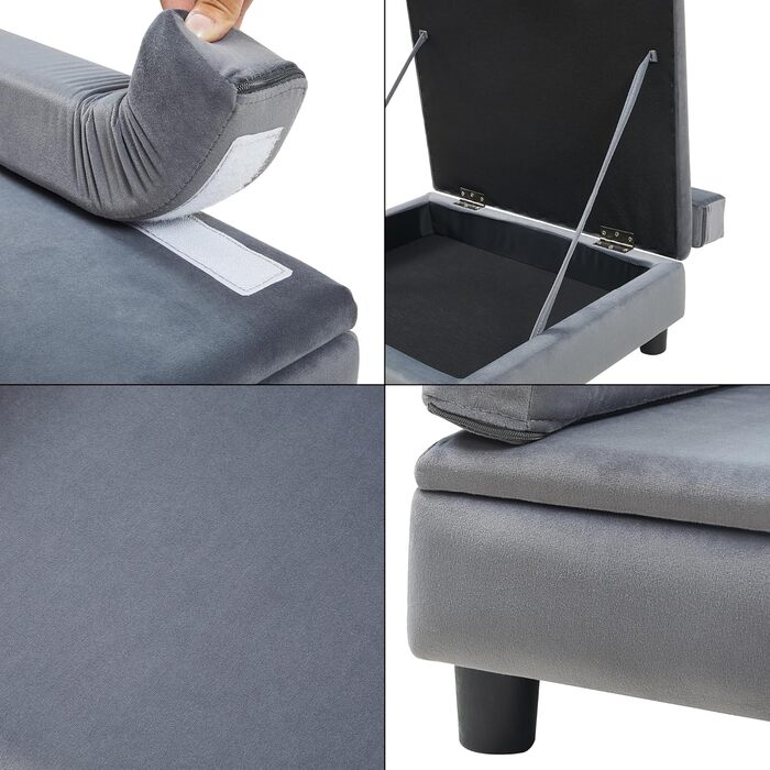 Ліжко для собак та котів en.casa Salkonssad з ящиком для зберігання, 60 x 45 x 24 см, сіре, для собак та котів середніх розмірів