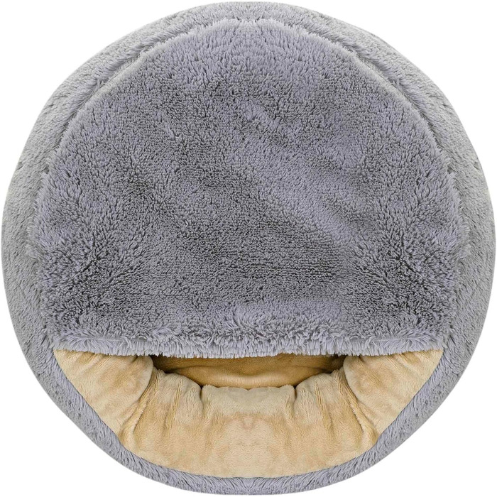 Кругле ліжко для собак та котів Zotteliges з балдахіном, сірого кольору (60 см)