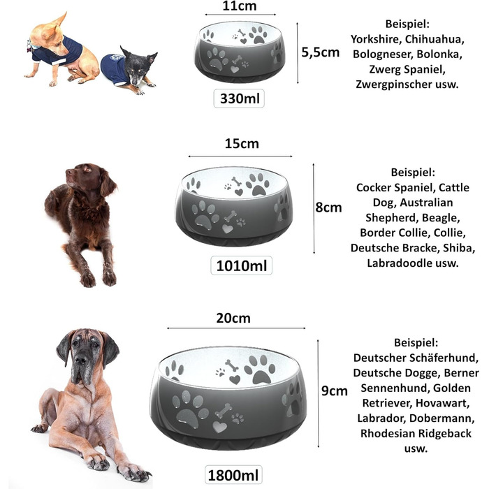 Миска для собак Elropet: маленькі та великі породи, нековзна, 330 мл (чорна)