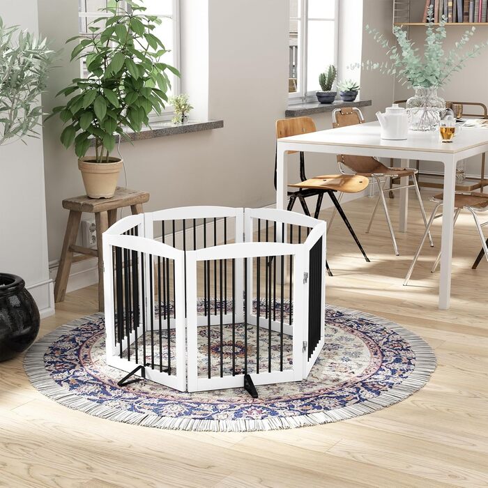 Гілка для собак HOLTICO без свердління, металево-дерев'яна, розкладна, біла, 3 панелі