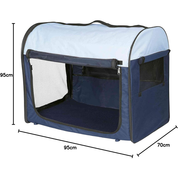 Тріксі переносна переносна клітка для собак Basic, XS, 32x32x47 см - з сіткою, флісовою підкладкою, 3 кишенями, фіксаторами та тентом, з сумкою - 39701